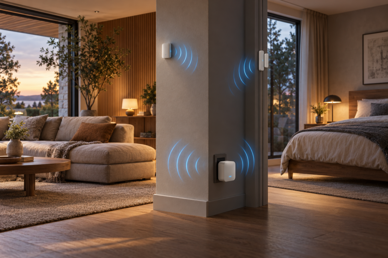 Átláthatóbb Bluetooth-kapcsolatok az otthoni rendszerben – MI-vel készített illusztráció.